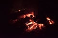 Camp fire , bonfire burning in dark Royalty Free Stock Photo