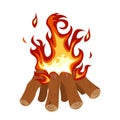 Camp Fire Burning Brightly illustration. Royalty Free Stock Photo