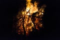 Campfire at night burning Royalty Free Stock Photo