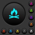 Camp fire dark push buttons with color icons