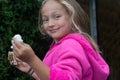 Young Girl Eating Smores Campfire Dessert