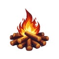 Camp fire flame vector isolated on white background Royalty Free Stock Photo