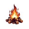 Camp fire flame vector isolated on white background Royalty Free Stock Photo