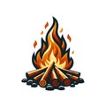 Camp fire flame vector isolated on white background Royalty Free Stock Photo