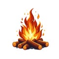 Camp fire flame vector isolated on white background Royalty Free Stock Photo