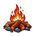 Camp fire flame vector isolated on white background Royalty Free Stock Photo