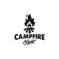 Camp fire flame vintage retro silhouette logo design, Bonfire camping adventure