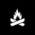 Camp Fire Icon On Black Background. Black Flat Style Vector Illustration Royalty Free Stock Photo