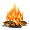 Camp fire isolated on white background. Vector cartoon close-up illustration. Royalty Free Stock Photo