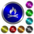Camp fire luminous coin-like round color buttons