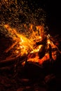 Camp fire with sparks Royalty Free Stock Photo