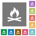 Camp fire square flat icons Royalty Free Stock Photo