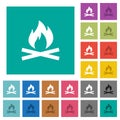 Camp fire square flat multi colored icons Royalty Free Stock Photo