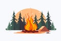 camp fire vector flat minimalistic isolated illustration Royalty Free Stock Photo