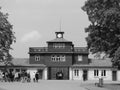 Camp gate with tourist going in at Buchenwald Royalty Free Stock Photo