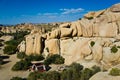 Camp ground within scenic rocks Royalty Free Stock Photo