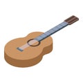 Camp guitar icon isometric vector. Bonfire camping guitar