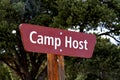 Camp host sign at campground. Royalty Free Stock Photo