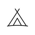 Camp icon vector illustration. Vector camping simple flat line style