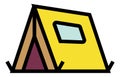 Camp icon. Yellow camping tent. Tourist travel shelter