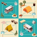 Camp Isometric Compositions Royalty Free Stock Photo