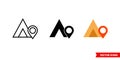 Camp location icon of 3 types color, black and white, outline. Isolated vector sign symbol