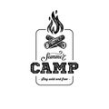 Camp summer grunge Black and White. Vector illustration