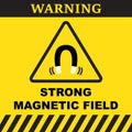 Strong magnetic field vector warning symbol on yellow background Royalty Free Stock Photo