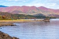 Camp in the mountains autumn season near of the lake Royalty Free Stock Photo