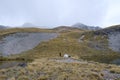 camp by two tarns high in the mountains