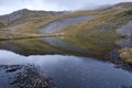 camp by a lake high in the mountains