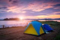 Camp in the mountains near the lake Royalty Free Stock Photo