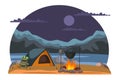 Camp on nature with beautiful view at night time Royalty Free Stock Photo