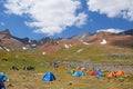 Camp place of  mount Alamkuh in Hesarchal plain , Iran Royalty Free Stock Photo