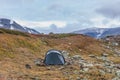 Camp in the Sarek national park in Northern Sweden, Lapland in autumn Royalty Free Stock Photo