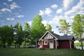 Camp site house and cars Royalty Free Stock Photo