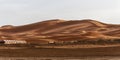 Camp site with tents over sand dunes in Sahara desert, Morocco Royalty Free Stock Photo