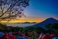 Camp sunrise sindoro Royalty Free Stock Photo