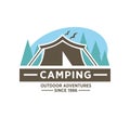 Camp tent in forest. Camping place vector Royalty Free Stock Photo