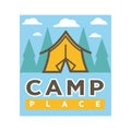 Camp tent in forest vector camping isolated icon Royalty Free Stock Photo