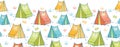 Camp tents horizontal seamless pattern background