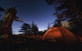 Camp under star sky among cedar trees,Tahtal Mountain Range