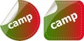 Camp word stickers set, web icon button. camp Royalty Free Stock Photo