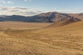 Camp of yurt , in the grassland of Mongolia, Mongolian nomad on a motorcycle