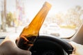 Campaign against drunk driving,get home safely or travel safe,safety on street,Don't drink and drive, man driver drinking Royalty Free Stock Photo