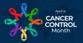 Cancer control month campaign banner. Observed in April. National cancer prevention advocacy poster