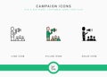 Campaign icons set vector illustration with solid icon line style. Government public election concept. Royalty Free Stock Photo