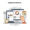 Campaign Insights Illustration - Data Analysis on Mobile and Desktop Royalty Free Stock Photo