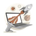 Campaign for launching a start up business. with rocket. Royalty Free Stock Photo
