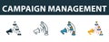 Campaign Management icon set. Premium symbol in diferent styles from crm icons collection. Creative campaign management icon Royalty Free Stock Photo